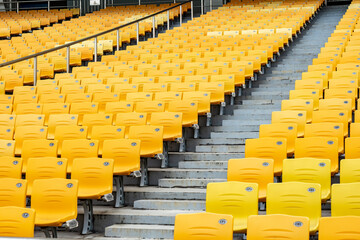 Naklejka premium Close-up of indoor grandstand in sports stadium