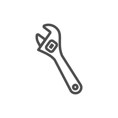 Adjustable wrench, vector construction and repair tool icon