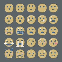 Set of 100 vector facial expression illustrations. Collection of multicolor chat emoji icons.	