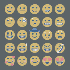 Set of 100 vector facial expression illustrations. Collection of multicolor chat emoji icons.	