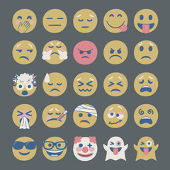 Obraz premium Set of 100 vector facial expression illustrations. Collection of multicolor chat emoji icons. 