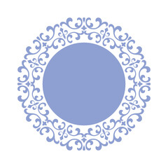 Decorative frame Elegant vector element for design in Eastern style, place for text. Floral blue and white border. Lace illustration for invitations and greeting cards