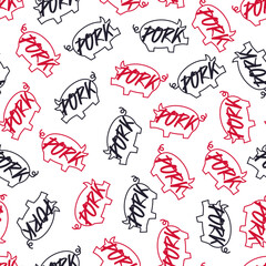 Abstract Tasty Pork Meat Vector Graphic Seamless Pattern