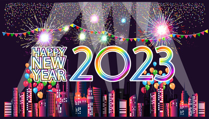 Happy new year  2023  - idea and concept think Creativity modern Idea and Concept illustration vector.
