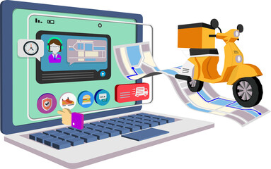 shopping online element on transparent background