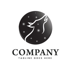 Wolf silhouette howling under the moon. Vector logos. wildlife. wild wolf. Vector illustration