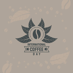 Symbol International coffee day, with coffee and cups in circles suitable for logos, posters, greeting cards, promotions.