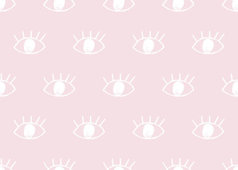 Hand drawn eye doodles seamless pattern. Vector illustration. Perfect for wallpapers, web page backgrounds, surface textures, textile.