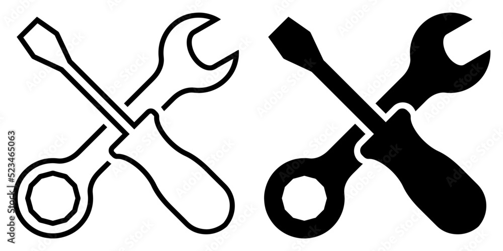 Poster ofvs93 outlinefilledvectorsign ofvs - tool icon . isolated transparent . screwdriver with wrench sig