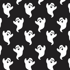 Seamless halloween pattern for girls or boys. Creative vector pattern with ghost. Fashion halloween style.