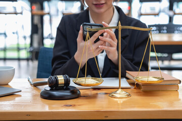 Law, Consultation, Agreement, Contract, Lawyers advice on litigation matters and sign contracts as lawyers to accept complaints for clients. Concept Attorney.