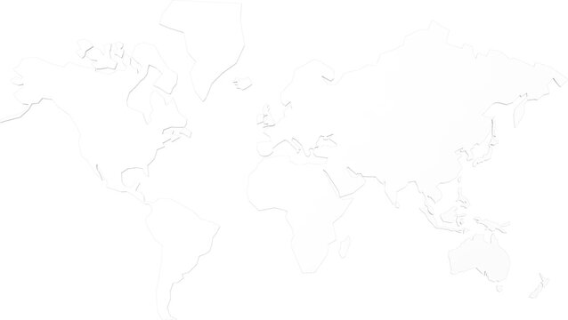 Fototapeta White world map, Flat white world map for adding text graphics. or part of the design work