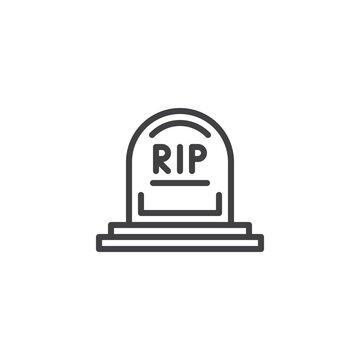 RIP gravestone line icon