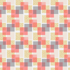 Gold square pink white, seamless pattern geometric golden shimmer shiny background