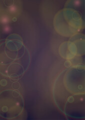 Vector Magical Gold Shine Background with Bokeh Blurred Glowing Circles on Black. Glitter Holiday Print. Christmas and New Year Design. Glowing Light on Dark Purple. Bokeh Background.