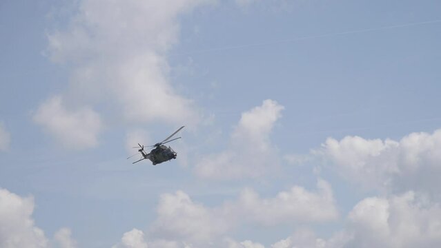 slow motion, the french military Cougar helicopter