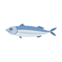 Fototapeta premium Various marine animals flat icon. Cartoon cute herring fish isolated vector illustration. Sea or ocean underwater life