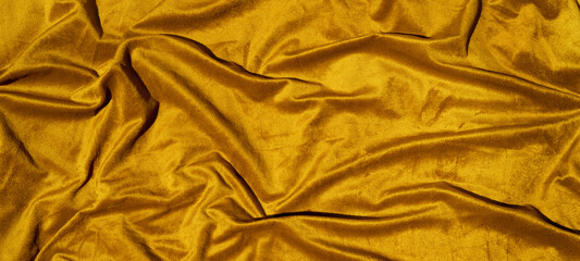 Beautiful smooth elegant wavy golden yellow mustard satin silk luxury cloth fabric texture,...