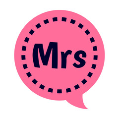Mrs booth flat icon. Funny photo stickers for groom and bride vector illustration. Marriage, party and celebration concept