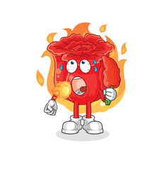 rose eat hot chilie mascot. cartoon vector