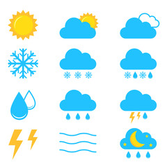 Forecast. Weather icons set on white background