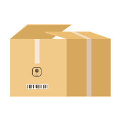 Paper box flat icon. Open paper and carton packages isolated vector illustration. Shipping, delivery and storage packaging