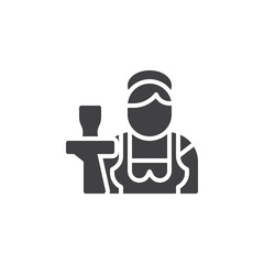 Waitress with beer vector icon