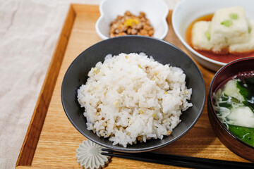 雑穀米入りごはんの食事