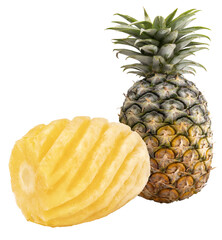 Fresh Pineapple fruit isolated on white background, Pineapple on white background png file.