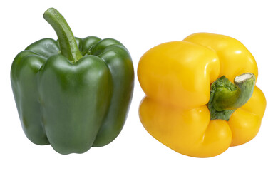Green and Yellow sweet Bell pepper isolated on white background. Sweet pepper isolated on a white background With png file.