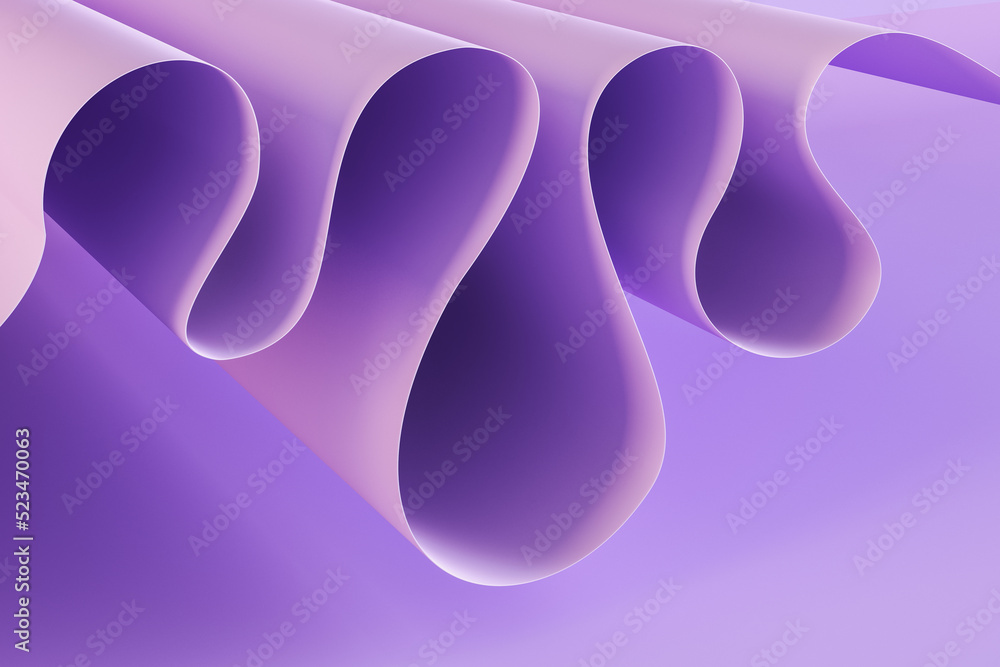 Aufkleber Abstract purple cloth waves backdrop. Design and texture concept. 3D Rendering.