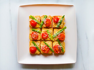 A group of small sandwiches, appetizing meal with the selective focus. Good for any project.