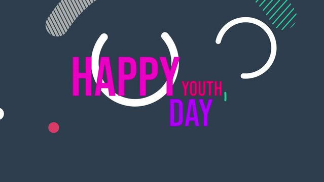 happy youth day with animation background for world youth day and international youth day.