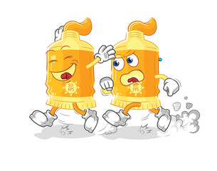sunscreen play chase cartoon. cartoon mascot vector