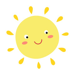 Weather emoticon flat icon. Cartoon sun, moon, star, lightening, wind isolated vector illustration. Meteorology and sky