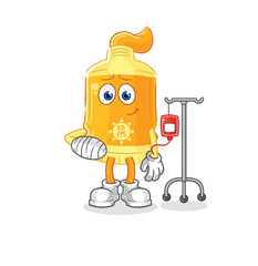 sunscreen sick in IV illustration. character vector