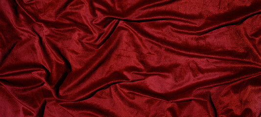 Beautiful smooth elegant wavy red satin silk luxury cloth fabric texture, abstract background...