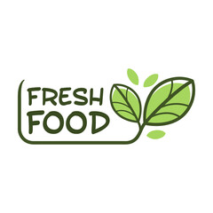 Fresh food logo flat icon. Fresh, natural, gluten free food stamps vector illustration set. Vegan bio GMO free food. Nature and healthy products concept
