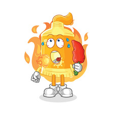 sunscreen eat hot chilie mascot. cartoon vector