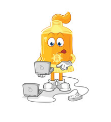 sunscreen with laptop mascot. cartoon vector