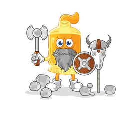 sunscreen viking with an ax illustration. character vector