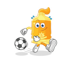 sunscreen kicking the ball cartoon. cartoon mascot vector