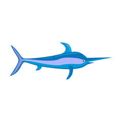 Various marine animals flat icon. Cartoon cute swordfish isolated vector illustration. Sea or ocean underwater life