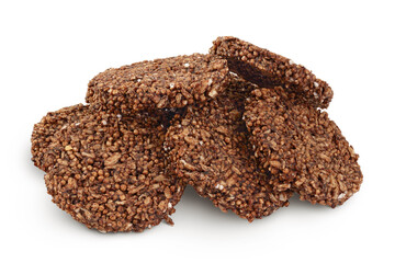 amaranth cookies with carob isolated on white background with full depth of field. Healthy food.