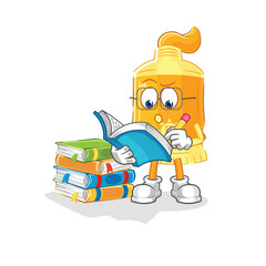 sunscreen studying mascot. cartoon vector