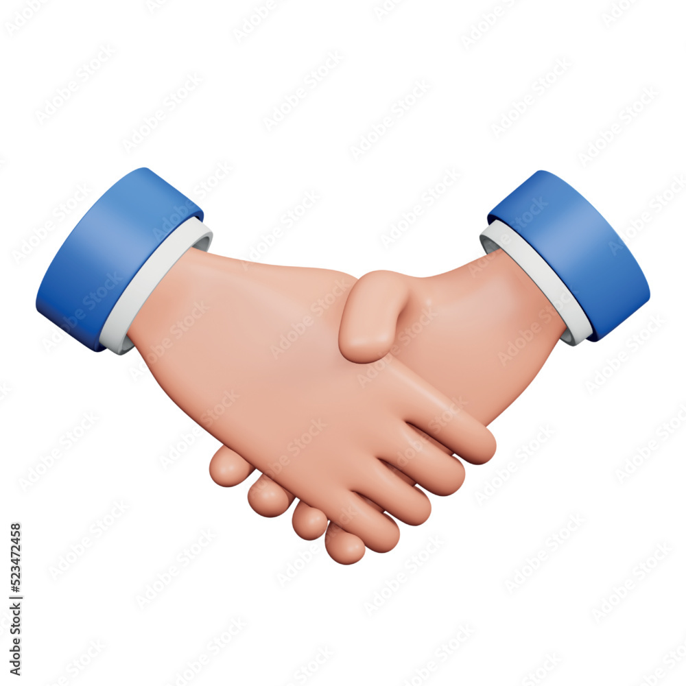 Poster handshake 3d rendering isometric icon.
