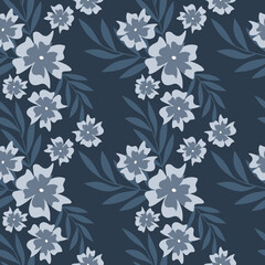 Flat vector flower seamless pattern. Abstract floral background illustration. Summer holiday backdrop. Wallpaper, fabric, textile, print, wrapping paper or package design.