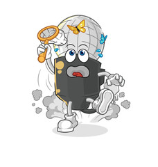 mic catch butterfly illustration. character vector