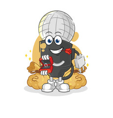 mic propose with ring. cartoon mascot vector