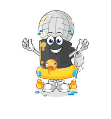 mic with duck buoy cartoon. cartoon mascot vector
